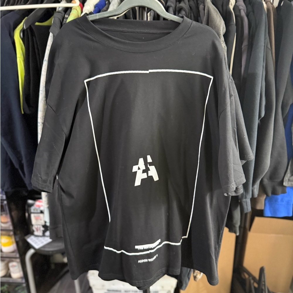 Black Graphic Tee with White Accents